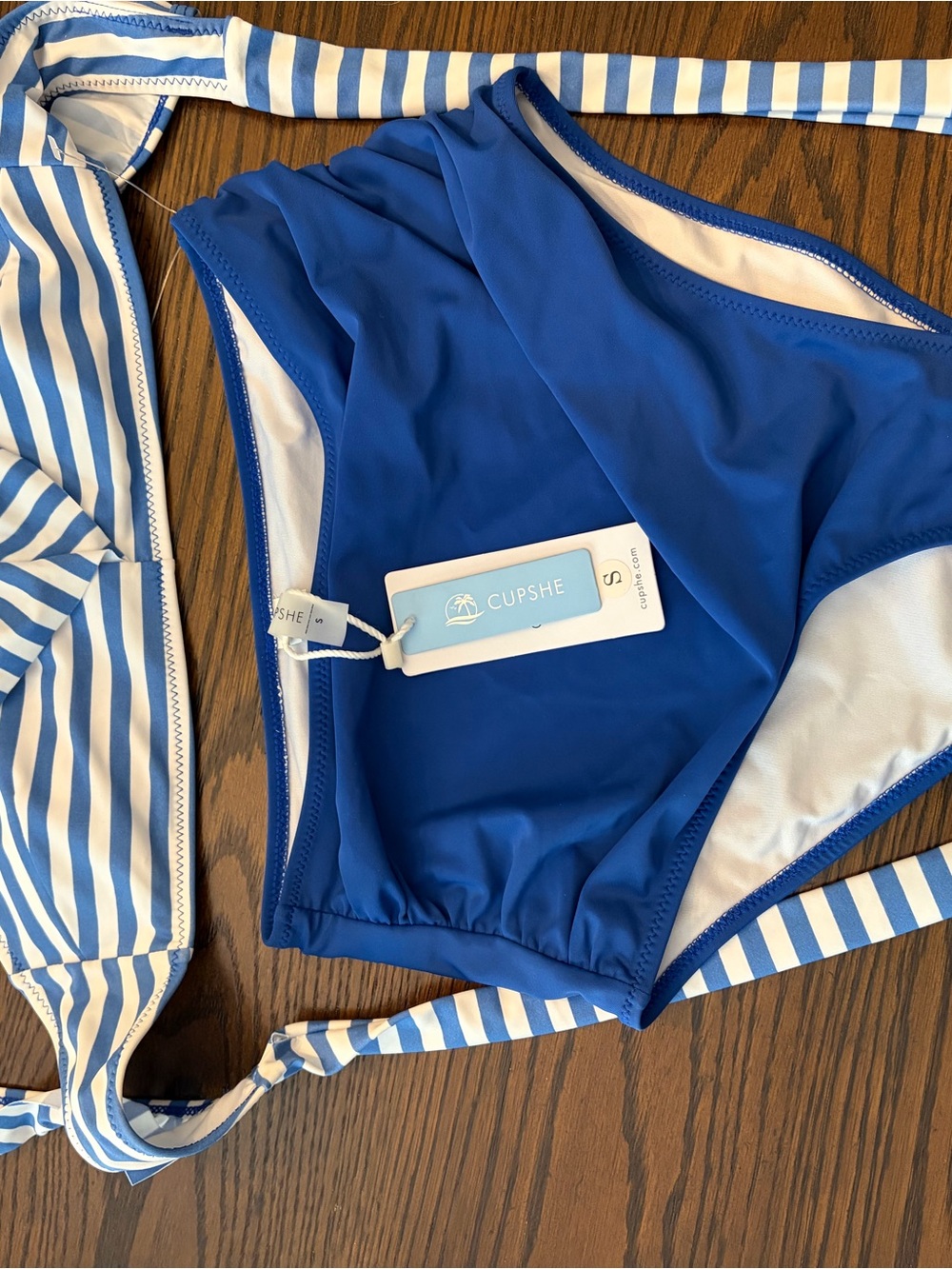 Cupshe Blue and White Striped Two-Piece Swim Set - Picture 3 of 4